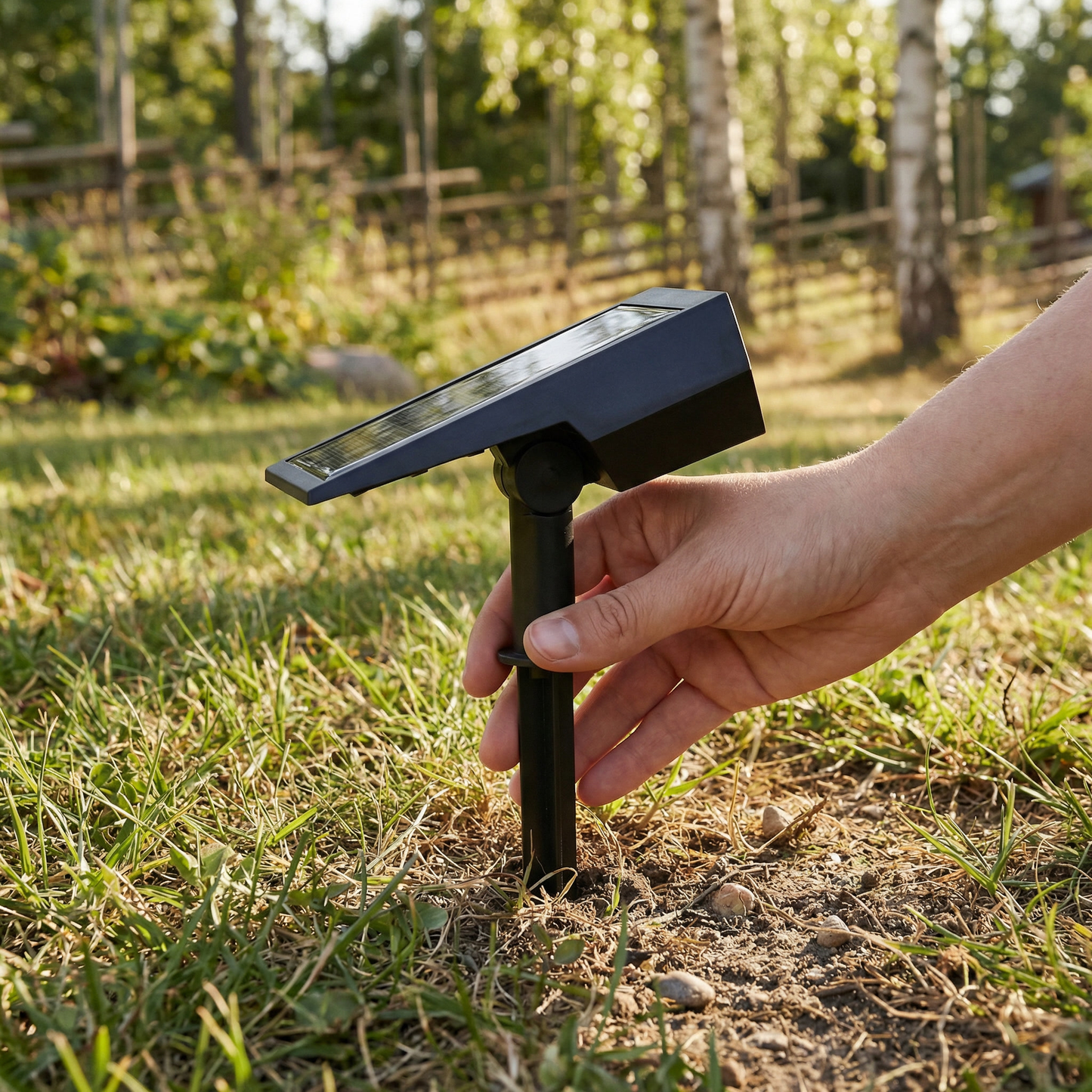 Adjustable solar spotlight head close up