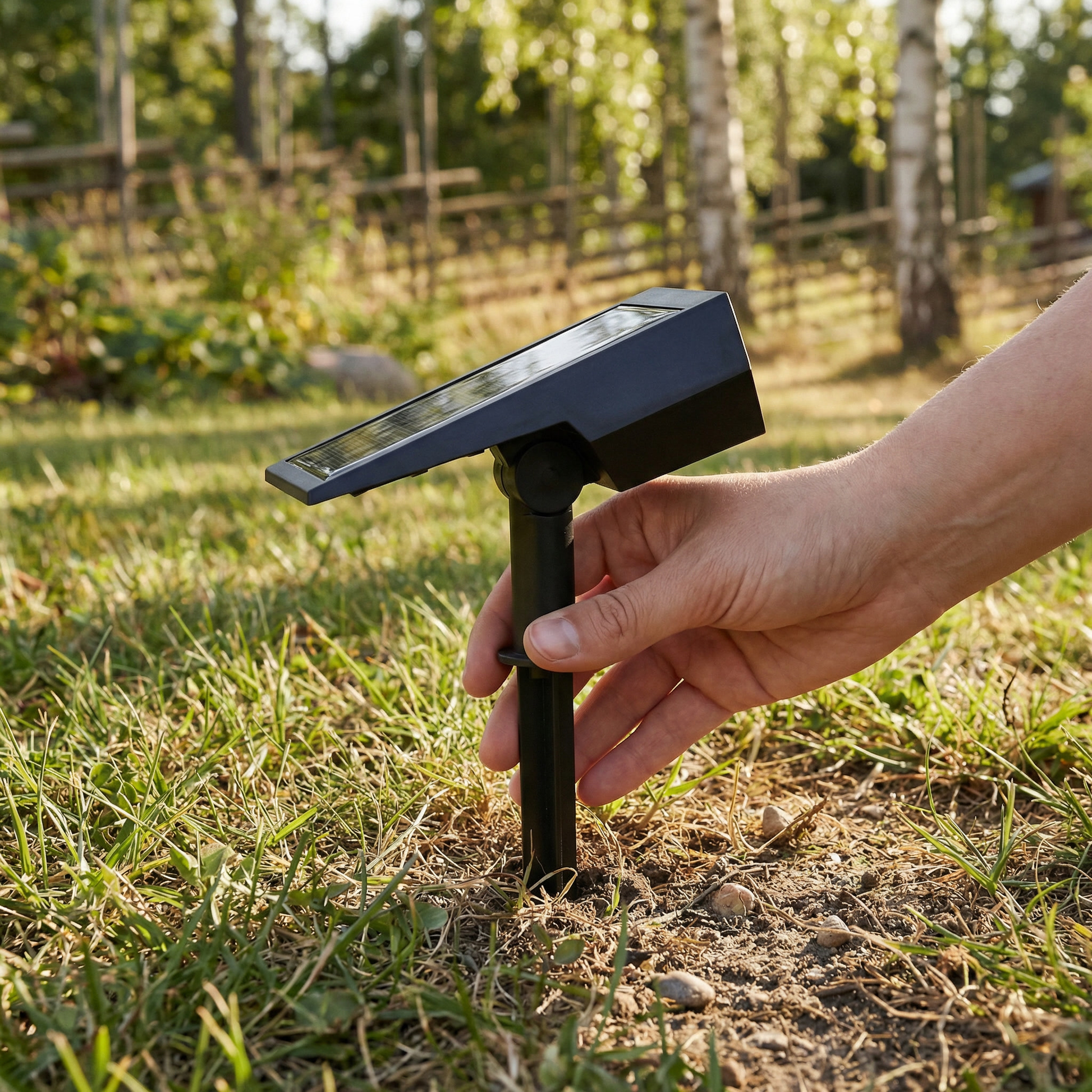 Adjustable solar spotlight head close up